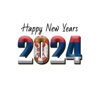 happy new year 2024 with flag Serbia png