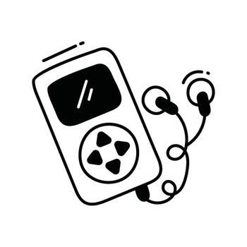 Mp3 player doodle Icon Design illustration. Science and Technology Symbol on White background EPS 10 File vector