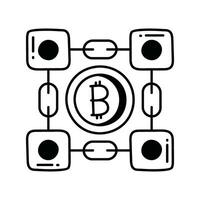 Block chain doodle Icon Design illustration. Science and Technology Symbol on White background EPS 10 File vector