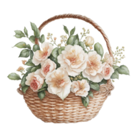 Watercolor Floral Flower Basket Design, Watercolor Flower Arrangements Floral, Watercolor Flower Design, Flower Sublimation Floral Clipart, Watercolor Flower basket, Wedding Decoration, AI Generated png