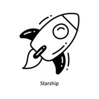 Starship doodle Icon Design illustration. Space Symbol on White background EPS 10 File vector