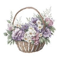 waterverf bloemen bloem mand ontwerp, waterverf bloem regelingen bloemen, waterverf bloem ontwerp, bloem sublimatie bloemen clip art, waterverf bloem mand, bruiloft decoratie, ai gegenereerd png