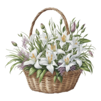 Watercolor Floral Flower Basket Design, Watercolor Flower Arrangements Floral, Watercolor Flower Design, Flower Sublimation Floral Clipart, Watercolor Flower basket, Wedding Decoration, AI Generated png