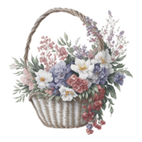 waterverf bloemen bloem mand ontwerp, waterverf bloem regelingen bloemen, waterverf bloem ontwerp, bloem sublimatie bloemen clip art, waterverf bloem mand, bruiloft decoratie, ai gegenereerd png