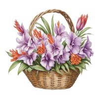 vattenfärg blommig blomma korg design, vattenfärg blomma arrangemang blommig, vattenfärg blomma design, blomma sublimering blommig ClipArt, vattenfärg blomma korg, bröllop dekoration, ai genererad png