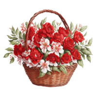 vattenfärg blommig blomma korg design, vattenfärg blomma arrangemang blommig, vattenfärg blomma design, blomma sublimering blommig ClipArt, vattenfärg blomma korg, bröllop dekoration, ai genererad png