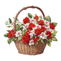 Watercolor Floral Flower Basket Design, Watercolor Flower Arrangements Floral, Watercolor Flower Design, Flower Sublimation Floral Clipart, Watercolor Flower basket, Wedding Decoration, AI Generated png