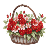 Watercolor Floral Flower Basket Design, Watercolor Flower Arrangements Floral, Watercolor Flower Design, Flower Sublimation Floral Clipart, Watercolor Flower basket, Wedding Decoration, AI Generated png