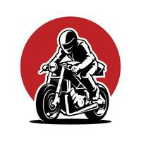 motocicleta y motorista silueta ilustración vector