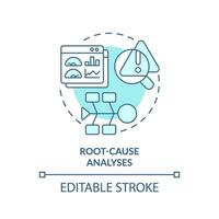2D editable blue icon root cause analysis concept, isolated vector, predictive maintenance thin line monochromatic illustration. vector