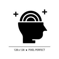 2D pixel perfect glyph style psychology icon, isolated vector, silhouette illustration representing soft skills. vector