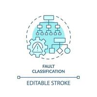 2D editable blue icon fault classification concept, isolated vector, predictive maintenance thin line monochromatic illustration. vector