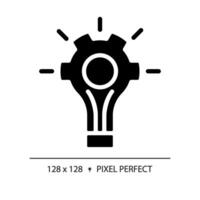2D pixel perfect glyph style problem solving icon, isolated vector, silhouette illustration representing soft skills. vector