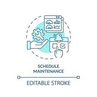 2D editable blue icon schedule maintenance concept, isolated vector, predictive maintenance thin line monochromatic illustration. vector