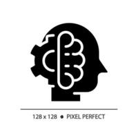 2d píxel Perfecto glifo estilo alto iq icono, aislado vector, silueta ilustración representando suave habilidades. vector