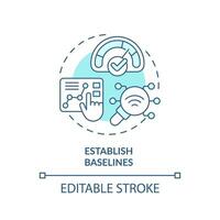 2D editable blue icon establish baselines concept, isolated vector, predictive maintenance thin line monochromatic illustration. vector
