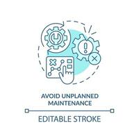 2D editable blue icon avoid unplanned maintenance concept, isolated vector, predictive maintenance thin line monochromatic illustration. vector