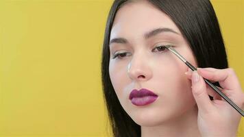 schließen oben von Visagistin gilt ein Eyeliner video