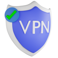 VPN clipart flat design icon isolated on transparent background, 3D render technology and cyber security concept png