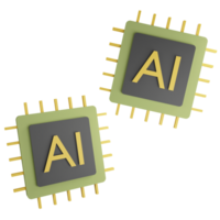 AI computer chip clipart flat design icon isolated on transparent background, 3D render technology and cyber security concept png