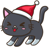 black cat christmas clip art cartoon illustration png