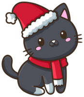 negro gato Navidad acortar Arte dibujos animados ilustración png