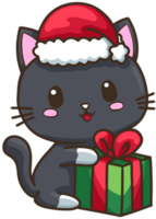 negro gato Navidad acortar Arte dibujos animados ilustración png