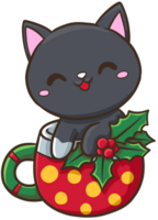 negro gato Navidad acortar Arte dibujos animados ilustración png