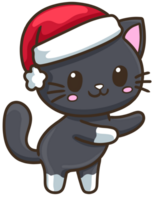 black cat christmas clip art cartoon illustration png