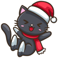 black cat christmas clip art cartoon illustration png