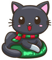 black cat christmas clip art cartoon illustration png