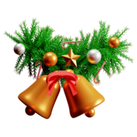 3d realistico allegro Natale campana e palla png