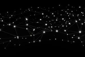 3d render of network connection with dots and lines on black background, Digital background with a complex network of dots and lines interconnected, Digital web pattern, Black, AI Generated photo