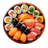 listig sushi sammansättning, färsk blanda på en tallrik, ai genererad png