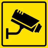 CCTV sign, Sticker With Yellow Background, For Print, Plot, Cut. vector