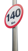 140 km speed limit sign. One hundred and forty kilometer sign 3d render png