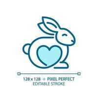 2D pixel perfect editable blue cruelty free icon, isolated vector, thin line illustration representing allergen free. vector