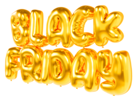 Black Friday. Black letters in balloon style. Front view from left to right.3D letters png