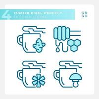 2D pixel perfect simple collection of blue icons representing allergen free, editable thin line illustration. vector