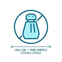 2D pixel perfect editable blue no pesticides icon, isolated vector, thin line illustration representing allergen free. vector