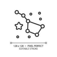 Constellation pixel perfect linear icon. Night sky. Star chart. Big dipper. Ursa major. Celestial navigation. Thin line illustration. Contour symbol. Vector outline drawing. Editable stroke