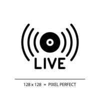 2D pixel perfect glyph style live stream icon, isolated vector, thin line illustration representing journalism. vector
