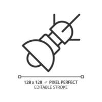 Space based radar pixel perfect linear icon. Tracking system. Satellite technology. Earth observation. Thin line illustration. Contour symbol. Vector outline drawing. Editable stroke