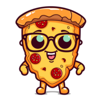 kawaii style Pizza tranche clipart - ai génératif png