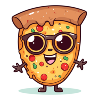 kawaii style Pizza tranche clipart - ai génératif png