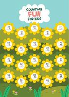 flat design vector cute counting numbers printable worksheet for kids activity