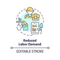 Reduced labor demand multi color concept icon. Automation technology. Agriculture business. Manual worker. Farm industry. Round shape line illustration. Abstract idea. Graphic design. Easy to use vector