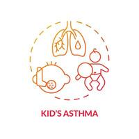 2D gradient icon kids asthma concept, isolated vector, illustration representing parenting children with health issues. vector