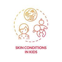 2D gradient icon skin conditions in kids concept, isolated vector, illustration representing parenting children with health issues. vector