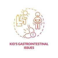 2D gradient icon kids gastrointestinal issues concept, isolated vector, illustration representing parenting children with health issues. vector